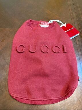 New Authentic Gucci GG Logo Dog Sweater Clothes Burgundy Size S